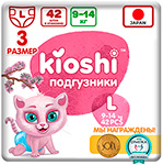 Подгузники Kioshi L (9-14 кг), KS013 подгузники детские kioshi l 9 14 кг 42 шт
