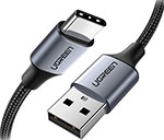 фото Кабель для зарядки и передачи данных ugreen usb a male - usb c male, 3a, 0.5 м, в оплетке (60125) черный