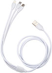 Дата-кабель  mObility 3 в 1, USB – microUSB + Lightning + Type-C, 2A, белый вентилятор 3 в 1 luazon lof 09 разъём microusb lightning type c чёрный