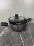 Кастрюля с крышкой и съемными ручками Panairo Harfe Black, 3.3 л (HA-KAS-3-S2-K.sil)