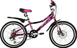 фото Велосипед novatrack 20'' alice пурпурный стальная рама 6 скор. shimano ty21/microshift ts38 дисковый тормоз 20sh6d.a