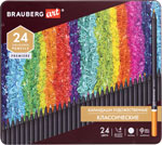 Карандаши художественные цветные Brauberg ART PREMIERE 24 цвета, МЯГКИЙ грифель, 4 мм, металл (181541) карандаши 18 ов carioca шестигранные деревянные яркий грифель 3 мм точилка в подарок