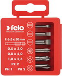 Набор бит шлицевых плоских Felo PZ2 и PH1-2 50 мм в упаковке, 6 шт 03092516 набор шлицевых отверток unior