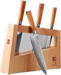 Набор кухонных ножей из дамасской стали Huo Hou 4 ножа + подставка, Damascus Kitchen KnifeSet, серия Ying (HU0257 RUS) РУССКАЯ ВЕРСИЯ!!! коричневый