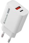

Сетевое ЗУ Defender UPA-130, USB-C/PD30W+USB-A/QC3.0, Белый
