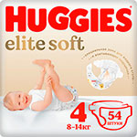 Подгузники Huggies Elite Soft 4 8-14 кг 54 шт. подгузники huggies элит софт 2 4 6 кг 164 box шт new