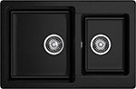 Кухонная мойка GranFest PRACTIK 780K, 2 чаши 780*510 мм, черный (P-780K черный) мойка кухонная врезная granfest practik искусственный мрамор 780x510 мм сифон черная gf p 780k