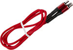 Дата-кабель mObility Type-C - Lightning, 3А, тканевая оплетка, красный дата кабель mobility type c lightning 3а тканевая оплетка красный