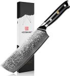Нож из дамасской стали для овощей Keemake 7 Inch Nakiri Knife 67 слоев основа VG10 (10CR15MOV) + 316 сталь HRC60+-2 (C-2) черный