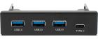 

Планка на переднюю панель Gembird USB 3.5 3xUSB-A 3.0 + 1xType-C (FP3.5-USB3-3A1C), Черный