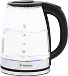 Чайник электрический Starwind SKG2050 черный/серебристый (стекло) электропечь starwind smo2042 9 л серебристый