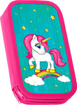 Пенал Юнландия ламинированный картон, блестки, 19х11 см, ''Neon unicorn'', 270172 пенал каркасный 1 секция 115х205х30 мм ламинированный картон тачки