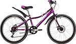 Велосипед Novatrack 24 ALICE  пурпурный  стальная рама 10  6 скор.  дисковый тормоз 24SH6SD.ALICE.10PR21