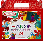 Набор школьных принадлежностей Пифагор в подарочной коробке, ПЕРВОКЛАССНИК, 36 предметов (880121) пазлы хамелеон в подарочной коробке 500 элементов постер