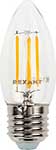 Лампа филаментная Rexant Свеча CN35, 7.5Вт, 600Лм, 2700K, E27, диммируемая, прозрачная колба