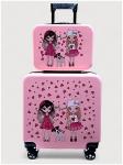 

Дорожный комплект Lats Чемодан квадратный + бьюти кейс, лучшие подруги, Розовый/рисунок