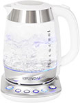 Чайник электрический Hyundai HYK-G4033 1.7л. 2200Вт белый/серебристый чайник электрический hyundai hyk p3021 1 7л 2200вт белый серый