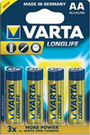 Батарейка VARTA LONGLIFE AA бл 4 батарейка varta longlife aa бл 4