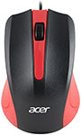 Мышь ACER OMW012 черный/красный оптическая (1200dpi) USB (3but) (ZL.MCEEE.003) мышь проводная acer omw160 6400dpi zl mceee 00q