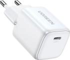 Сетевое зарядное устройство Ugreen CD318 (15324) Nexode Mini 20W, USB-C PD GaN Fast Charger EU. Цвет: белый