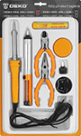 Набор для пайки  Deko SI04, 30Вт/220 В, 8 предметов желто-серый набор для выжигания и пайки brauberg 20 насадок нож в пластиковом кейсе 664701