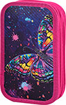 Пенал Юнландия ламинированный картон, блестки, 19х11 см, ''Colorful butterfly'', 270886 пенал каркасный 1 секция 55х205х25 мм ламинированный картон человек паук
