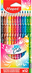 Карандаши цветные MAPED Mini Cute, набор 12 цветов, пластиковый, декорированный корпус, (862201) набор капиллярных ручек линеров maped