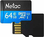Карта памяти microSD Netac P500, 64 GB + адаптер (NT02P500STN-064G-R) карта памяти 16gb netac microsdhc p500 nt02p500stn 016g r с переходником под sd