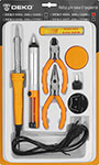 Набор для пайки Deko SI05, 40Вт/220 В, 8 предметов желто-серый набор для выжигания и пайки brauberg 20 насадок нож в пластиковом кейсе 664701