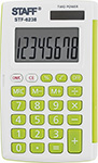 Калькулятор карманный Staff STF-6238 (104х63мм), 8 раз.,дв.питание,БЕЛЫЙ С ЗЕЛЁНЫМИ КНОПКАМИ,блистер