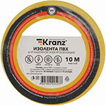 Изолента Kranz ПВХ, 0.13х15 мм, 10 м, желтая изолента kranz пвх 0 13х15 мм 25 м красная