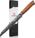 Нож из дамасской стали для хлеба Keemake 8 Inch Bread Knife 67 слоев основа VG10 (10CR15MOV) + 316 сталь HRC60+-2 (P-5) бежевый