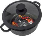 Кастрюля Panairo Harfe Black, 3.3 л, с крышкой и литыми ручками (HA-KAS-3-AL-K.sil)