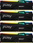 

Оперативная память Kingston DDR5 128GB (4x32GB) 5600MHz FURY Beast RGB XMP (KF556C40BBAK4-128), Черный