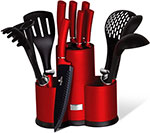 Набор ножей и кухонных аксессуаров на подставке BerlingerHaus 6248-BH 12 предметов  красный