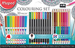 Набор для творчества MAPED Colouring Set, 10 фломастеров, 10 капиллярных ручек, 12 двусторонних цветных карандашей, точилка (897417) набор капиллярных ручек линеров maped