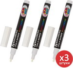 Маркер меловой Brauberg POP-ART, белый, 3.5 мм, комплект 3 штуки, для гладких поверхностей (880739) карандаш пастельный koh i noor gioconda белый меловой