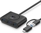 Разветвитель и хаб Ugreen USB-A - с переходником USB-C USB 3.0, 1 м, черный (40850)