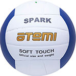Мяч волейбольный Atemi Spark синтетическая кожа/микрофайбер, 8 панелей, окружность 65-67 см, клееный, синий/белый