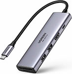 USB-концентратор 6 в 1 (хаб) Ugreen 2 х USB 3.0, HDMI, TF/SD, PD (60384) хаб usb ugreen cm136 usb c 3xusb3 0 hdmi usb c space grey 70495