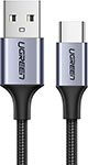 Кабель Ugreen USB A 2.0 - USB C, в оплетке, 1 м (60126) черный сзу ugreen nexode usb a 2 usb c 140w gan кабель usb c 2 м 90549