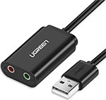 Аудиоадаптер  Ugreen USB A - AUX Jack 3.5 мм (f) (30724) черный - фото 1