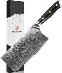 Нож из дамасской стали для мяса Keemake 7 Inch Cleaver Knife 67 слоев основа VG10 (10CR15MOV) + 316 сталь HRC60+-2 (C-1), черный