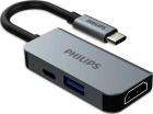 

Хаб Philips USB С - HDMI+USB A+USB C PD, 3 в 1, длина кабеля 10см, Серый