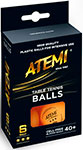 Мячи для настольного тенниса Atemi 3* оранжевые, 6 шт.