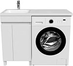 фото Тумба с умывальником iddis напольная для стиральной машины с дверцами 110 см левая белая optima home (ph11ldi95k)
