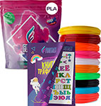 Набор для 3Д творчества  Funtasy PLA-пластик 10 цветов + Книжка с трафаретами квадратный пастельный набор 36 цветов