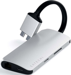 USB-хаб Satechi Type-C Dual Multimedia Adapter для Macbook с двумя портами USB-C, серебристый (ST-TCDMMAS)