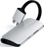 

USB-хаб Satechi Type-C Dual Multimedia Adapter для Macbook с двумя портами USB-C, серебристый (ST-TCDMMAS)