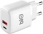 Сетевое зарядное устройство Bion USB-A + USB-C, белый (BXP-ADP-PD-AC-18W) зарядное устройство сетевое canyon cne cha043 2 1a белый